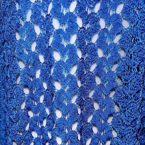 Southern Lady Blue Crochet Open-Front Cardigan - Picture 2 of 9